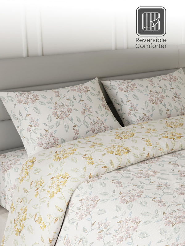 100% Cotton King Bedding Set, 144 TC Printed, Lumina Floret Collection