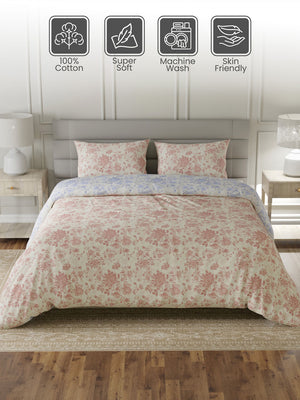 100% Cotton King Bedding Set, 144 TC Printed, Lumina Floret Collection