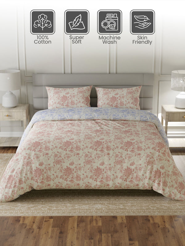 100% Cotton King Bedding Set, 144 TC Printed, Lumina Floret Collection