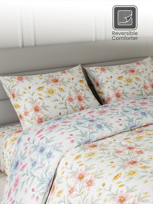 100% Cotton King Bedding Set, 144 TC Printed, Lumina Floret Collection