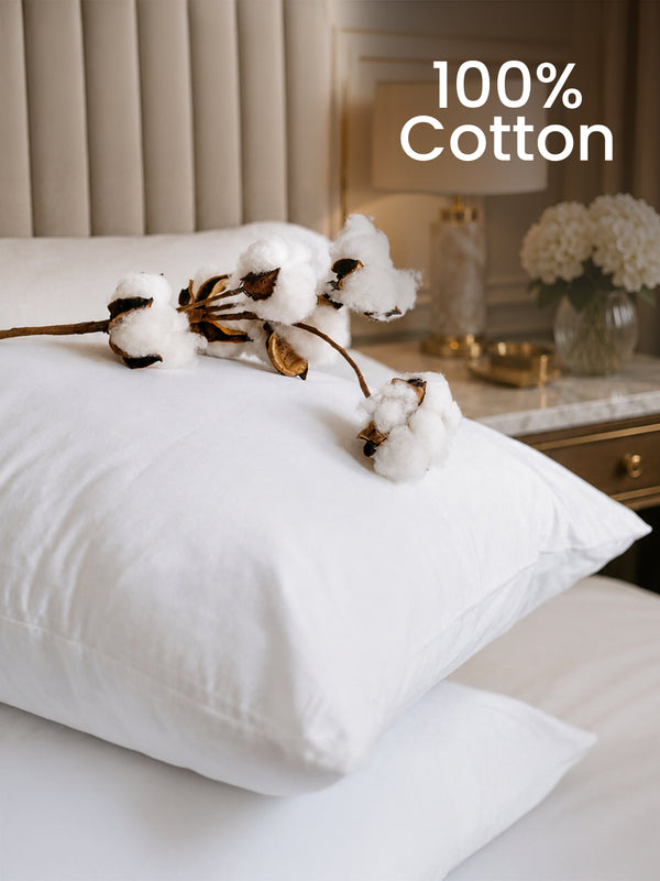 100% Cotton White Pillow Covers - Pack of 2, Verona Collection