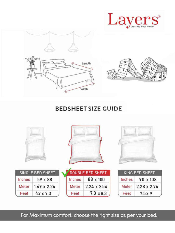 100% Cotton Double Size Bedsheet Set with Gift Box - 144 TC Blue Ethnic, Glory Collection