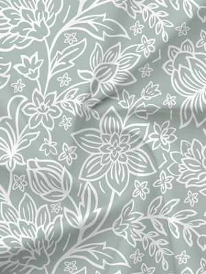 BasicX 100% Cotton 120 TC Grey Floral Double Bedsheet with 2 Pillow Covers