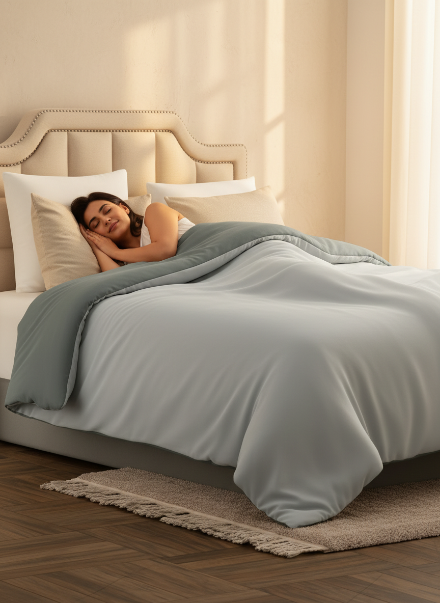 Double Reversible Comforter, Grey (2.40 L x 2.20 W meters), Forever Collection