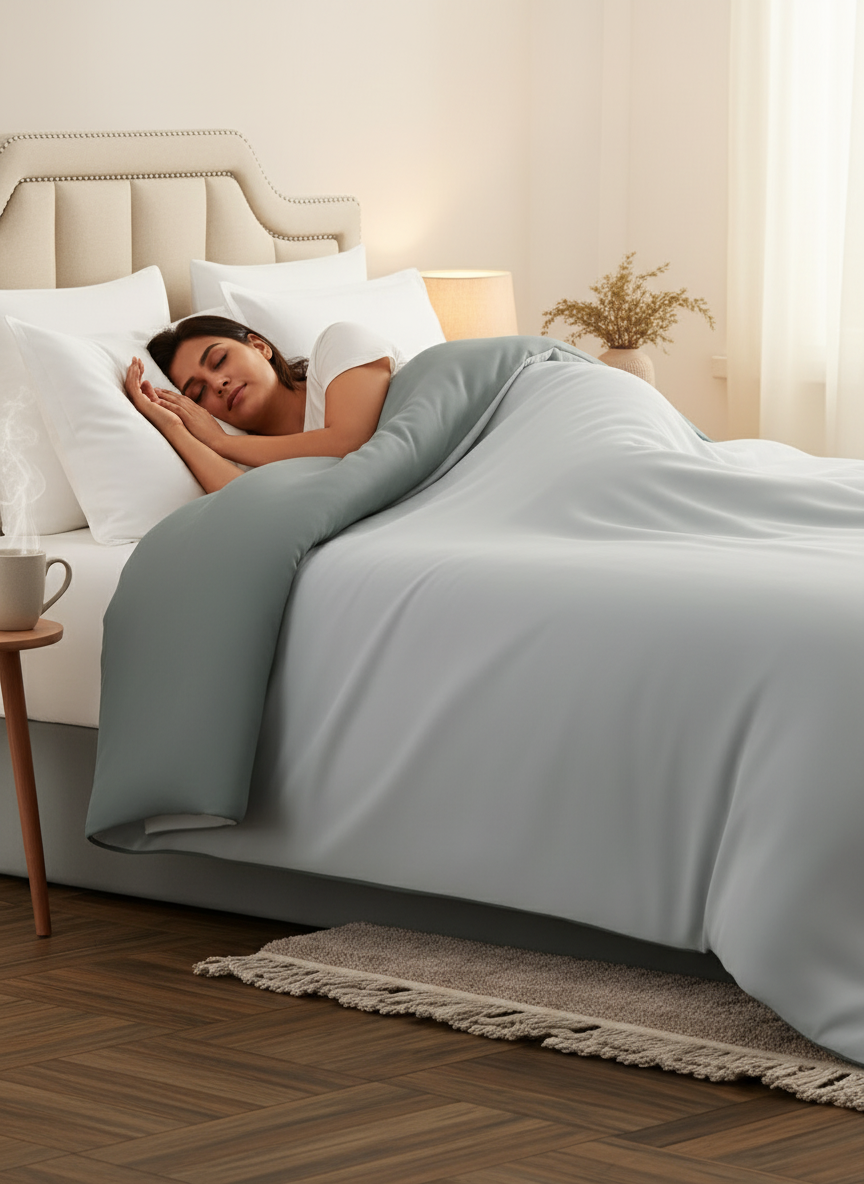 Double Reversible Comforter, Grey (94 inches L x 87 inches W), BasicX Collection