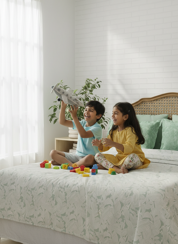 100% Cotton 180 TC, King Size Green & White Bedsheet with 2 Pillow Covers, Pure Nest Collection (Floral Print)