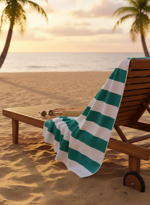 Extra Large Towel 100% Cotton 550 GSM for Bath, 180 L cm x 90 W cm, Turquoise & White, Miami