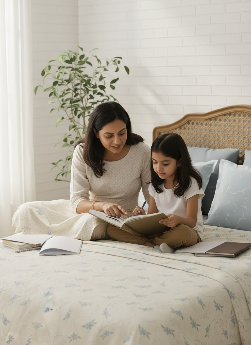 100% Cotton 180 TC, King Size Blue & White Bedsheet with 2 Pillow Covers, Pure Nest Collection (Floral Print)