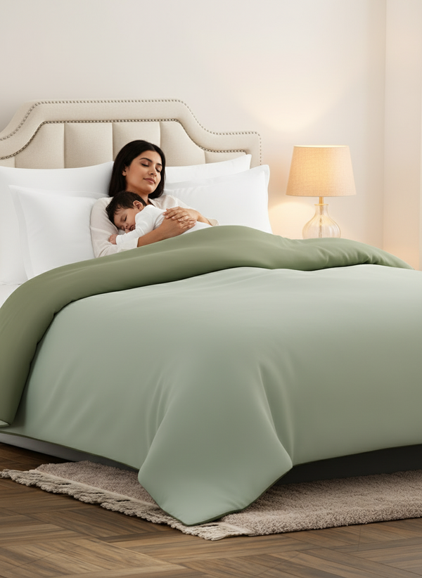 Double Reversible Comforter, Green (2.40 L x 2.20 W meters), Forever Collection