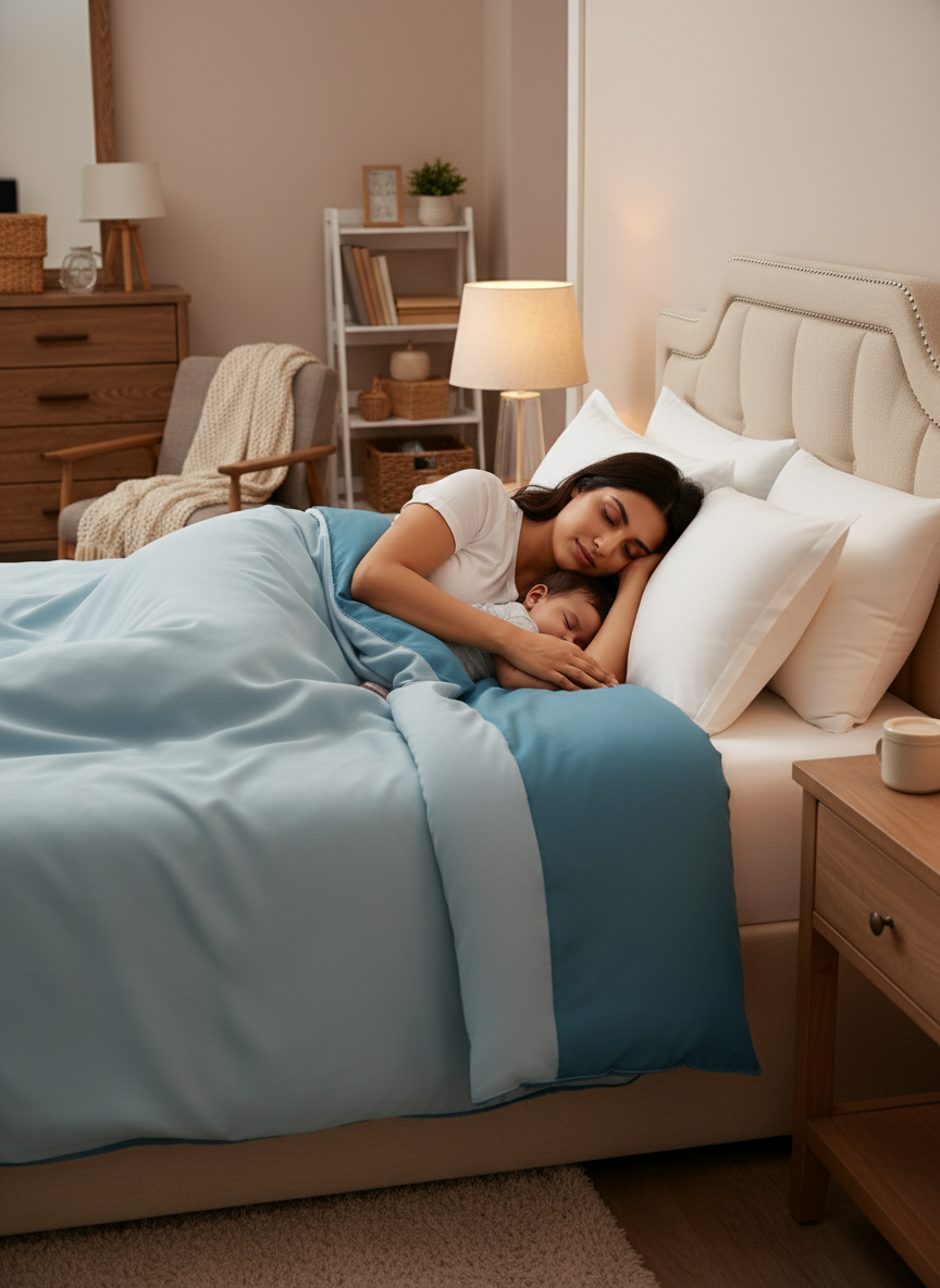 Double Reversible Comforter, Blue (94 inches L x 87 inches W), BasicX Collection