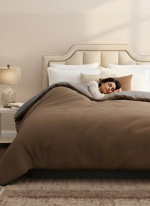 Double Reversible Comforter, Brown & Grey (2.40 L x 2.20 W meters), Forever Collection