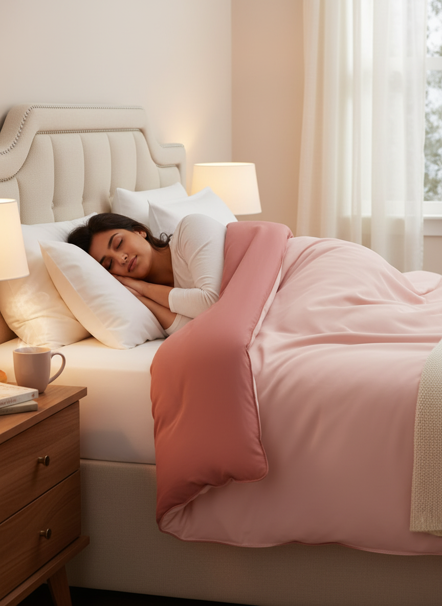 Double Reversible Comforter, Pink (94 inches L x 87 inches W), BasicX Collection